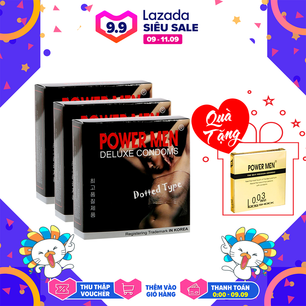 Bao cao su Tăng khoái cảm POWERMEN (9 Chiếc)