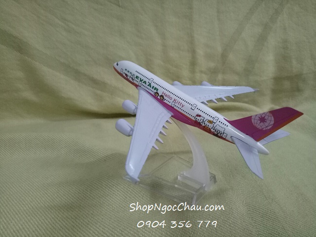 Mô hình máy bay A380 Eva Air - Hello Kitty 16cm green