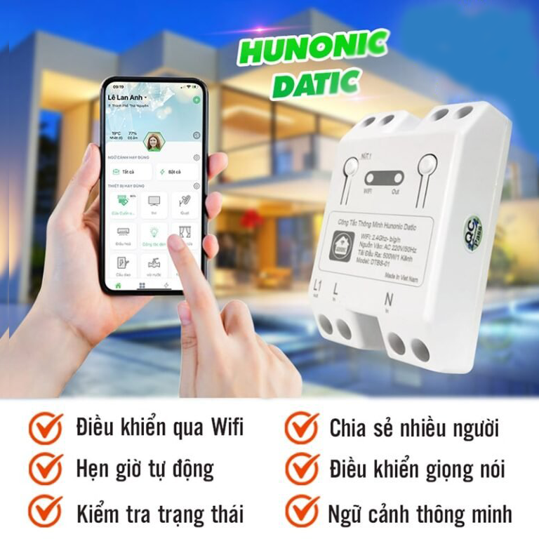 Công tắc thông minh WIFI Hunonic Datic