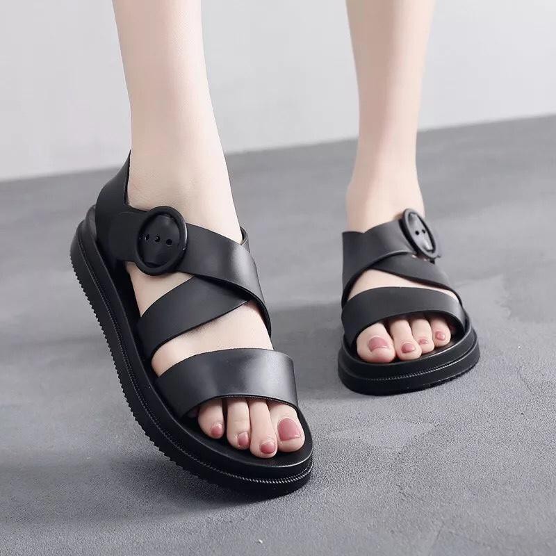 Giày Sandal Giày Nữ Quai Ngang Nữ Giày Quai Hậu Đế Bằng Nữ Phong Cách Nữ Sinh Ngọt Ngào - TIDO