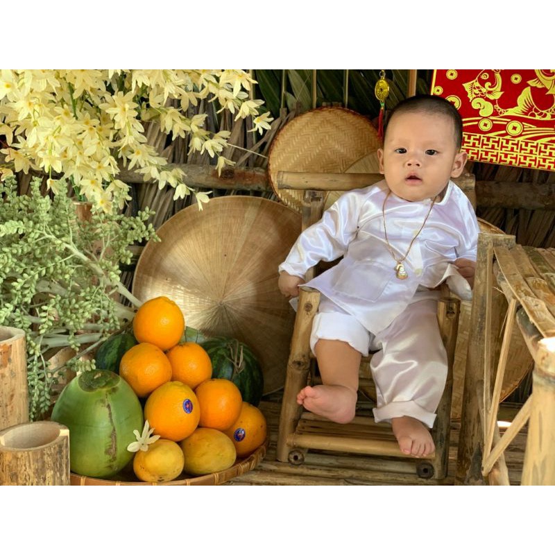 Bộ bà ba trắng cho bé trai, bé gái