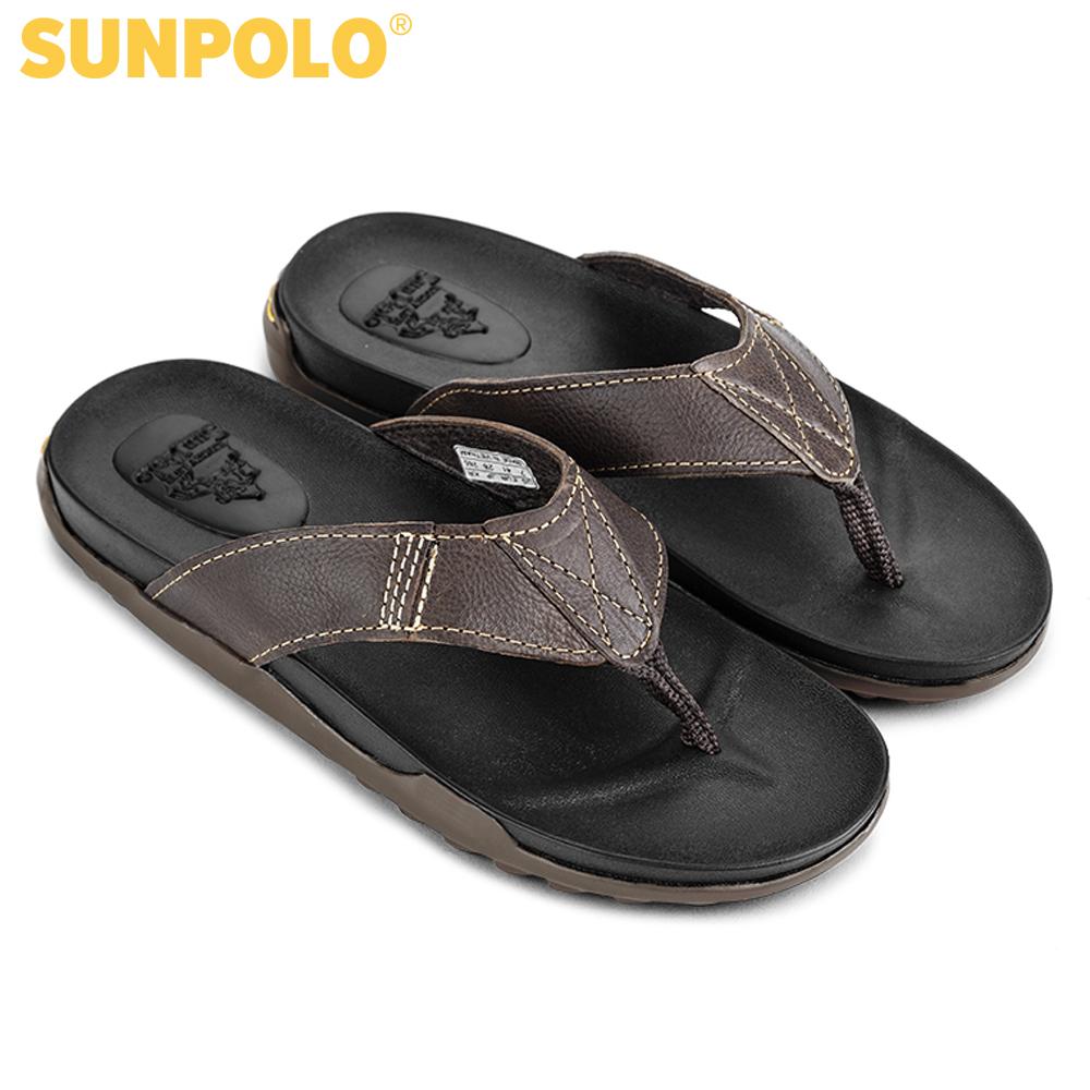 Dép kẹp nam da bò Dép xỏ ngón SUNPOLO KEP013