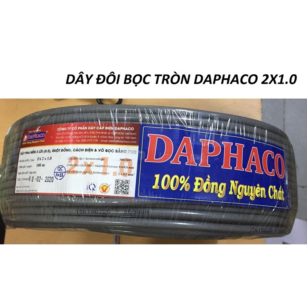[HCM]DÂY ĐIỆN ĐÔI CÓ BỌC 2X1.0 DAPHACO ĐƠN GIÁ TÍNH THEO MÉT
