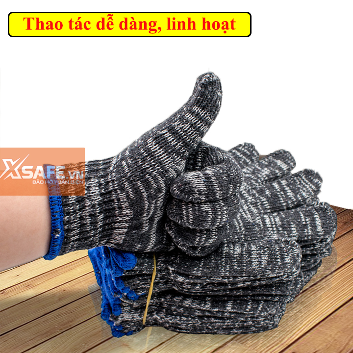 ( combo 10 đôi )Găng tay bảo hộ sợi len 60g, Bao tay len bảo vệ tay, chống trơn trượt, đeo thoải mái, không gây hầm bí