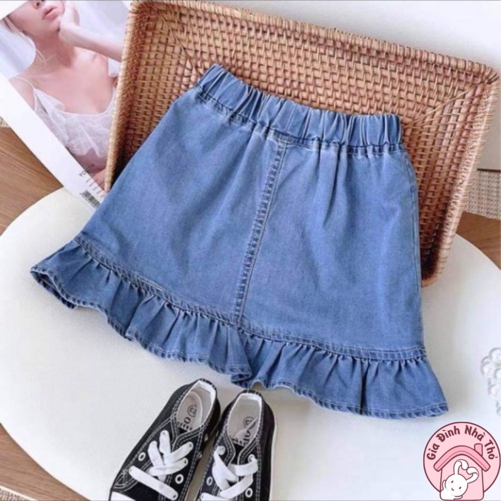 (12-30kg) Chân váy đầm jean bò cho bé gái