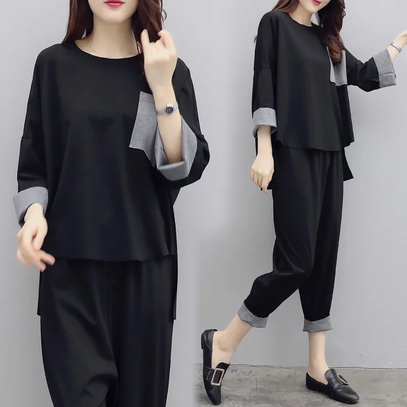 Sét đồ bộ form dài đen cá tính TTSA0081