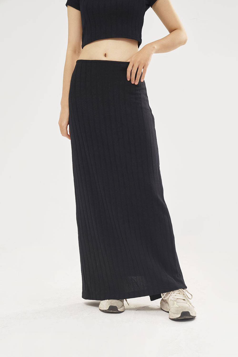 DOTTIE - Váy midi vải thun gân S0137