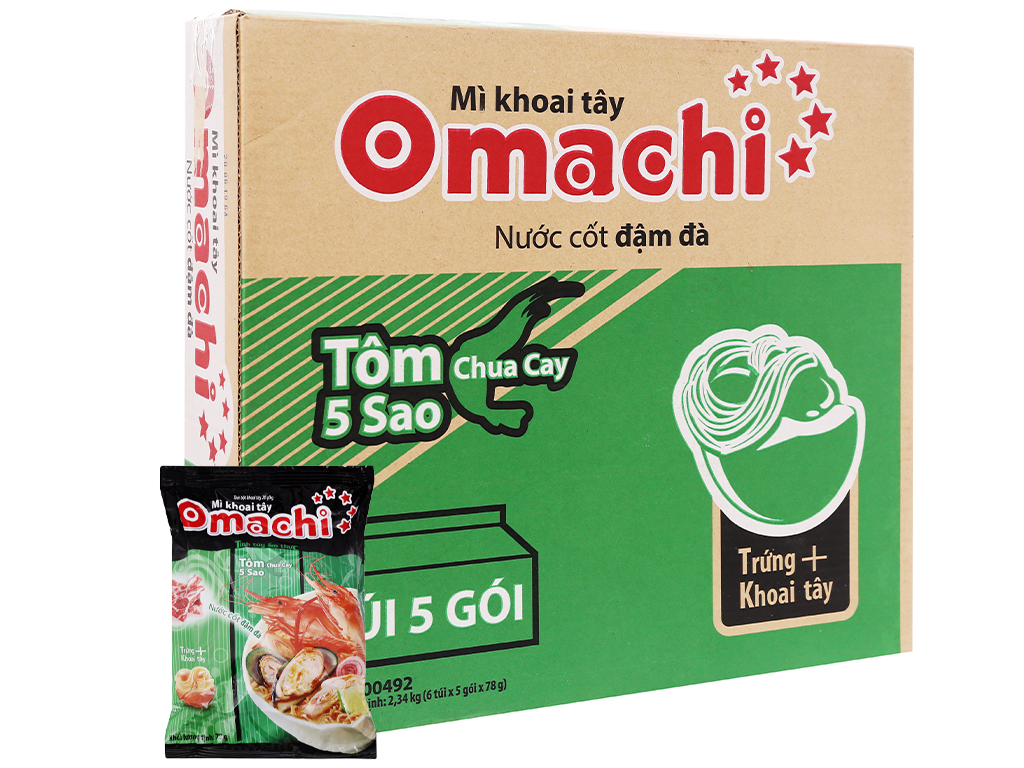 Thùng 30 gói mì tôm chua cay Omachi