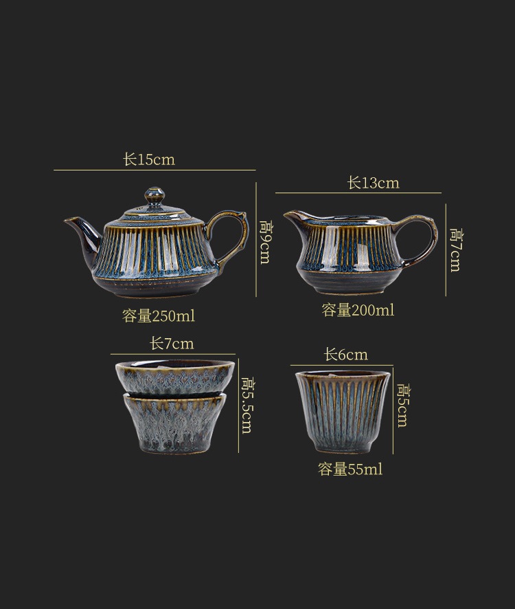 Bộ ấm chén pha trà men thiên mục Lông thỏ hỏa biến
