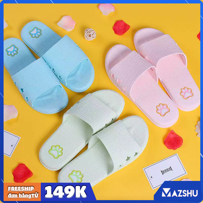 Dép quai ngang nữ chân mèo dễ thương với 2 màu sắc dễ thương màu hồng và xanh nhạt phong cách dép lê đi trong nhà êm chân thoáng khí và chống trơn trượt