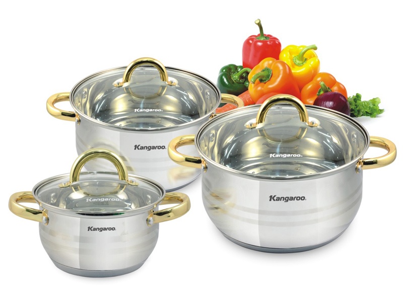 Bộ nồi Inox 3 chiếc đáy 5 lớp Kangaroo KG865