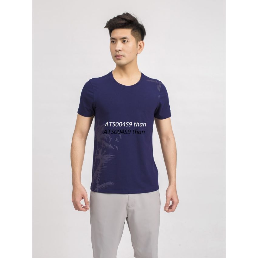Ats004s9 áo t shirt nam ngắn tay aristino, cotton cvc, slimfit - đen size l
