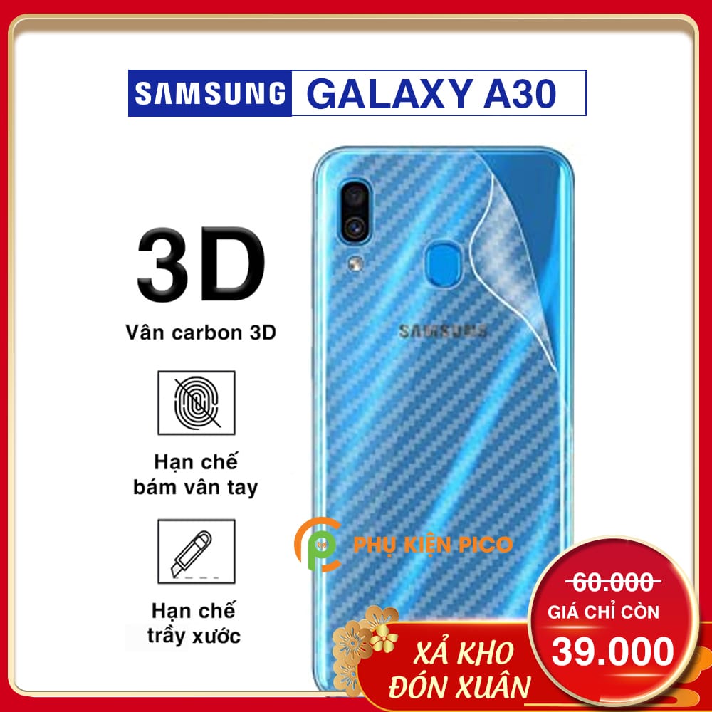 Dán lưng Samsung A30 vân carbon 3D - Dán lưng Samsung Galaxy A30 vân carbon 3D