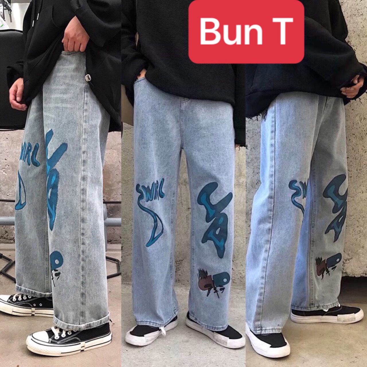 QUẦN BAGGY JEAN NAM CHẤT BÒ XANH THÊU XÌ TEEN ỐNG RỘNG DÀI HOT TREND MÙA HÈ DB-43 - TRANG BUN FASHION