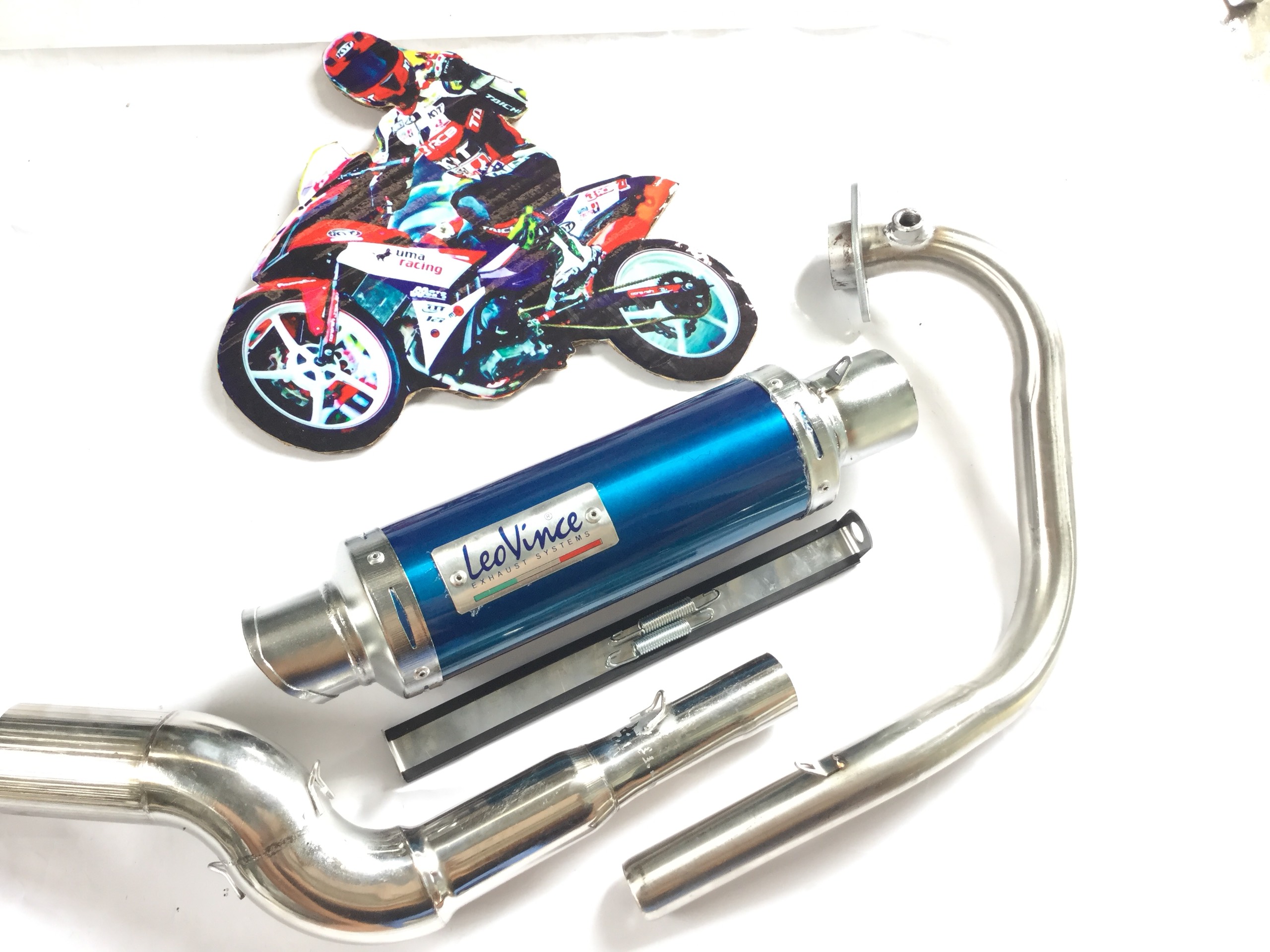 Pô Leovince Xanh - Cổ 2 Khúc Cong Satria + GSX + Raider Fi .......,.,.,