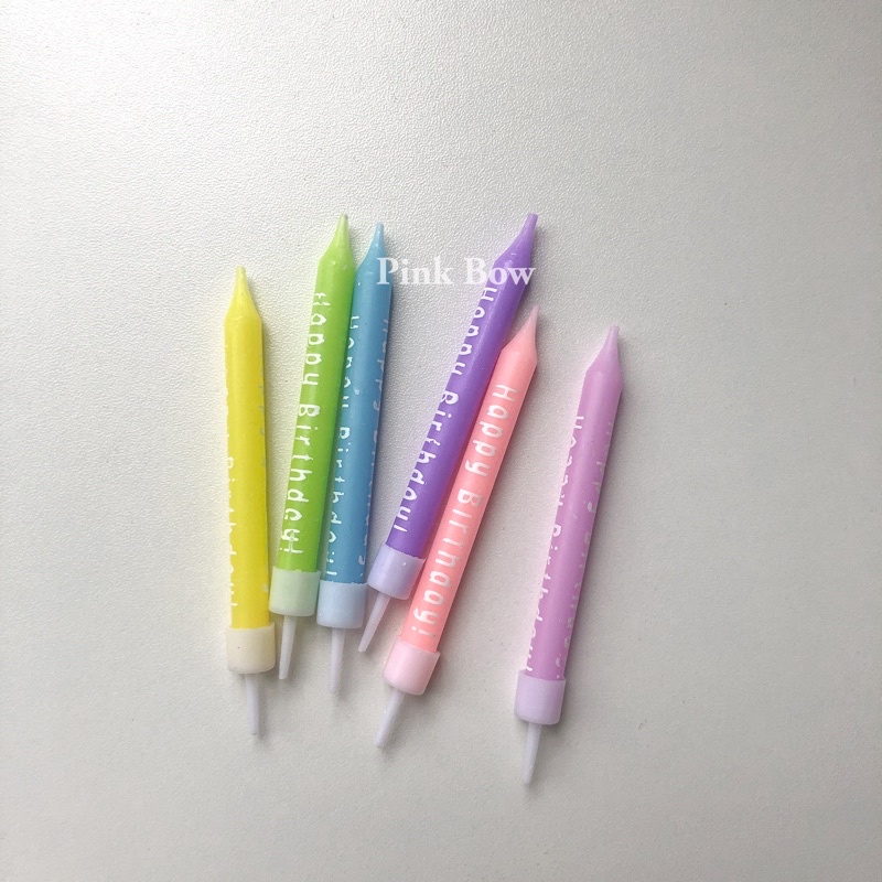 Nến sinh nhật màu PASTEL/ĐẬM in chữ HPBD set 6c