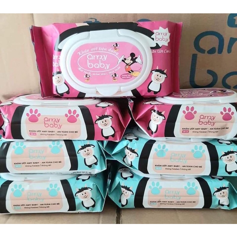 COMBO 10 KHĂN ƯỚT AMY BABY CAO CẤP KHÁNG KHUẨN