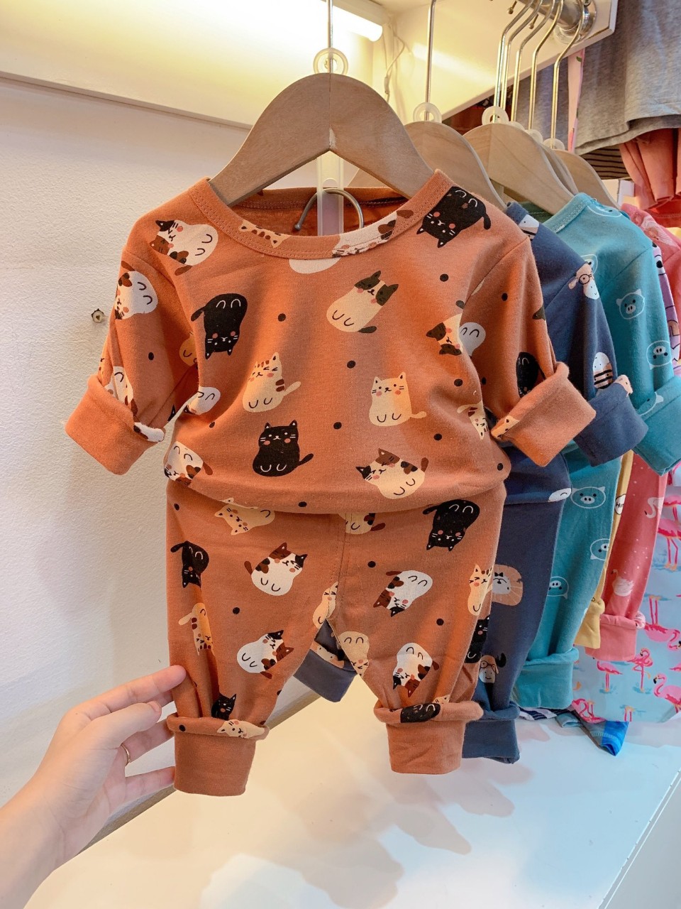 Bộ cotton len Quảng Châu cạp thường cho bé