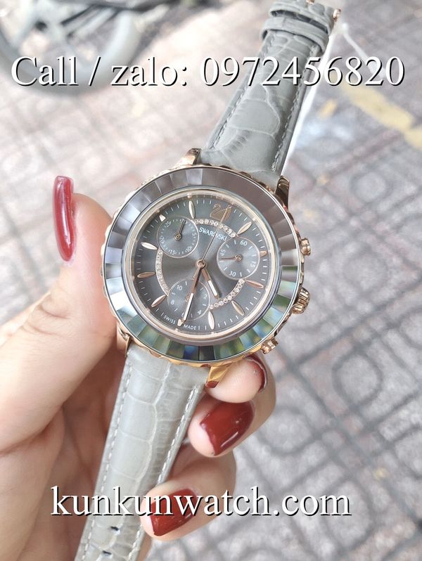 Đồng Hồ Nữ Swarovski Octea - Dây Da 6 kim - 38mm - Quartz