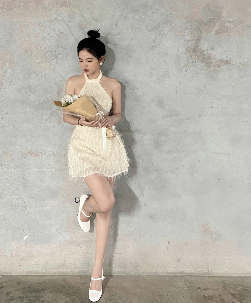 [Hot] Đầm Lông Cổ Yếm (có mút)