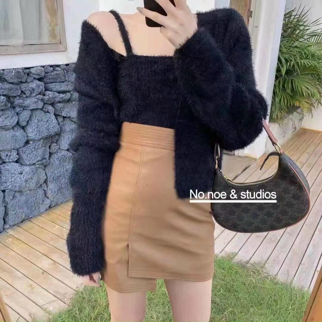Set áo (2 dây và 1 áo cardigan ngoài cùng) chất cùng màu GS-56