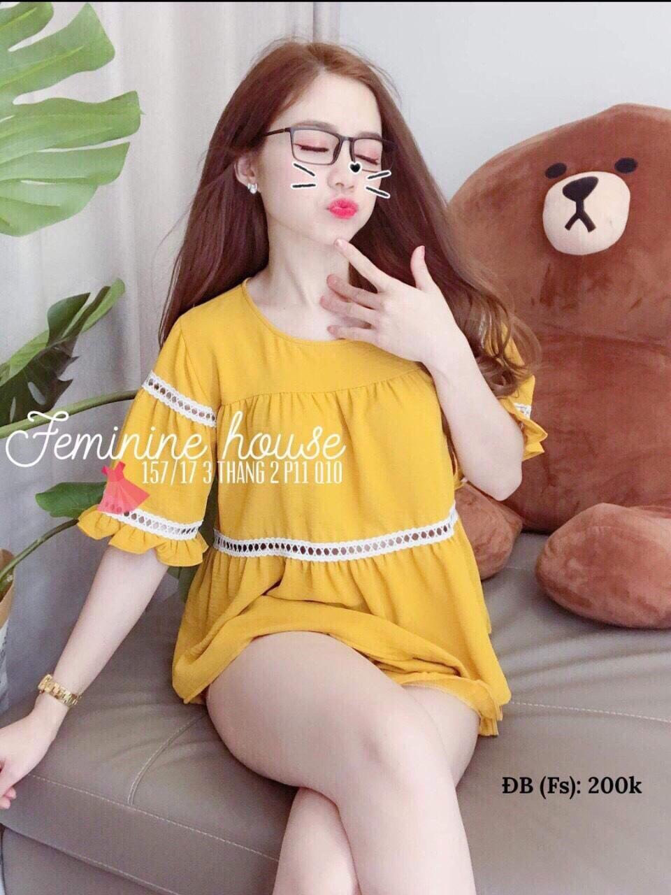 [HCM]sét bộ đồ phi lụa phối ren cực hót bao đẹp 4 màu y hình TT 0619