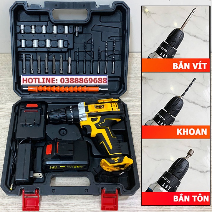 MÁY KHOAN PIN, BẮT VÍT CAO CẤP  36V , LÕI ĐỒNG 100%
