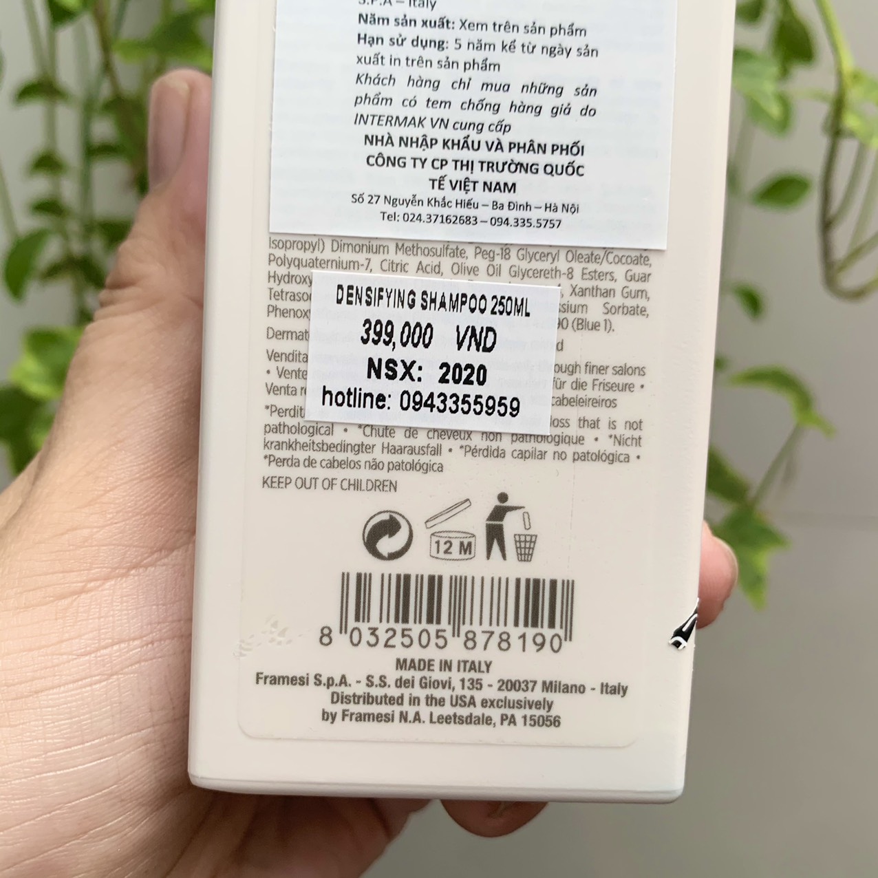 DẦU GỘI CHĂM SÓC TÓC RỤNG VÀ KÍCH THÍCH MỌC TÓC FRAMESI Morphosis Densifying 250ml