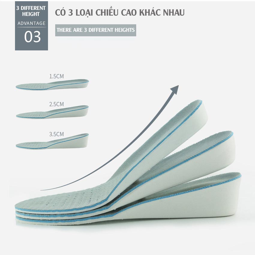 01 cặp Lót giày nam nữ tăng chiều cao, lót giày sneaker, chất liệu cao cấp dùng được cho nhiều loại giày ZATA - ZTX02