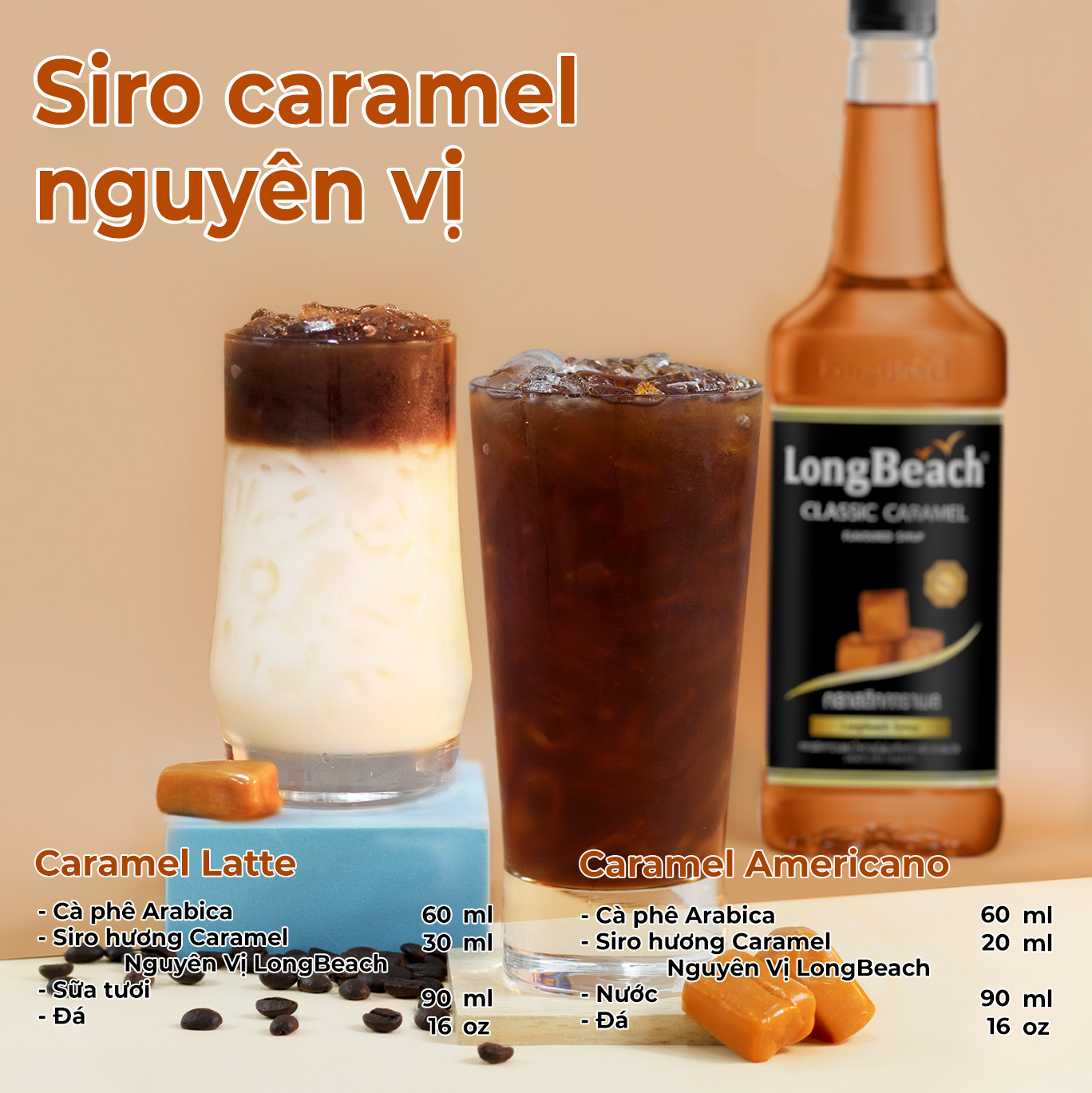LONGBEACH CARAMEL FLAVOURED SYRUP 740 ML.