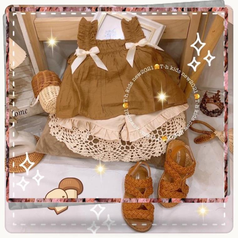Xả kho Bộ đũi 2 nơ trắng bé gái