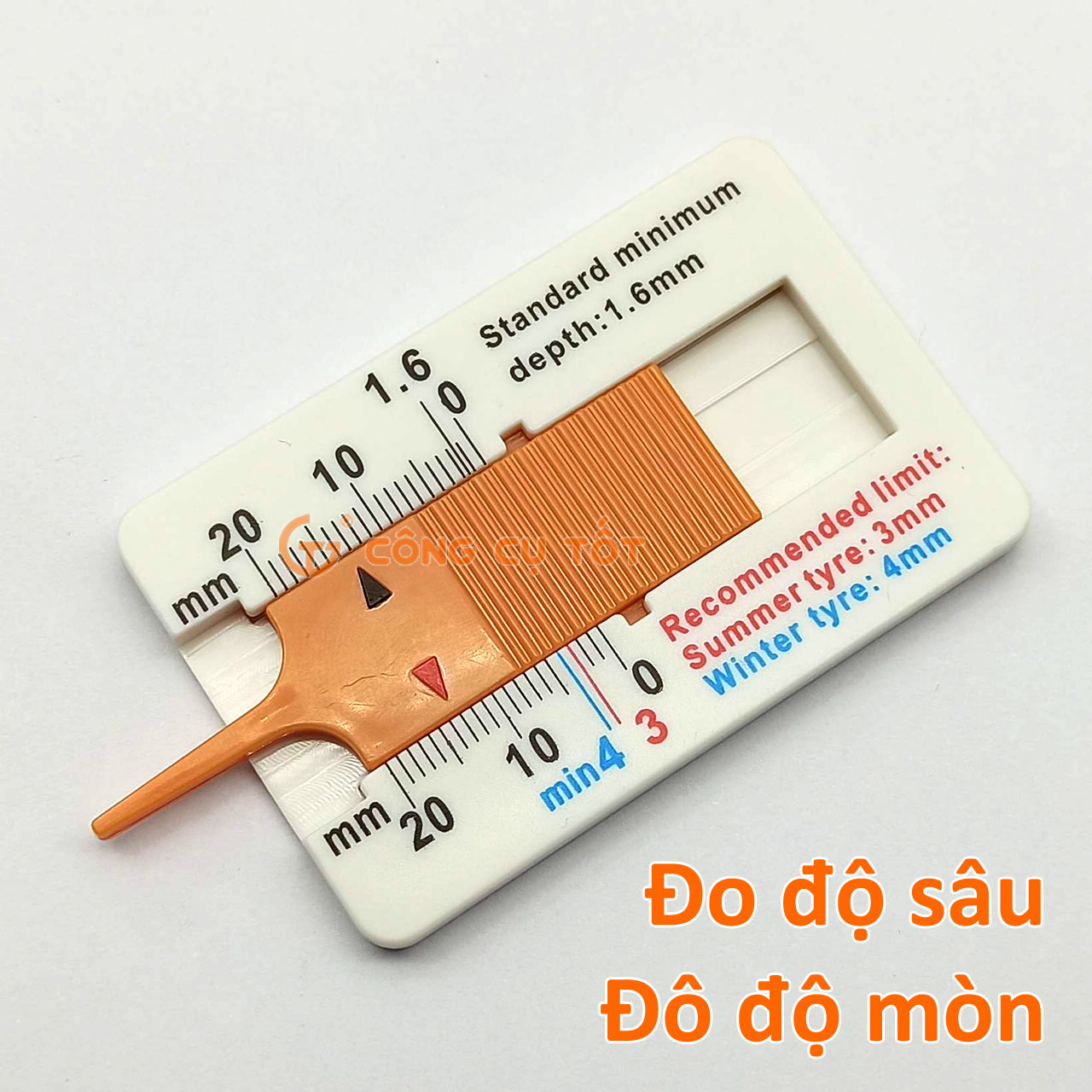 Thước đo độ mòn lốp xe, độ sâu rãnh lốp xe