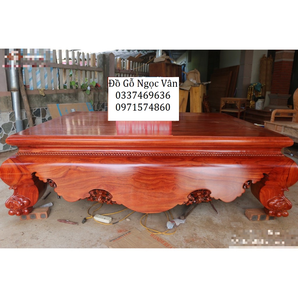 Sập Đại Chân Quỳ Dạ Cá Trơn Gỗ Hương Đỏ Nam Phi