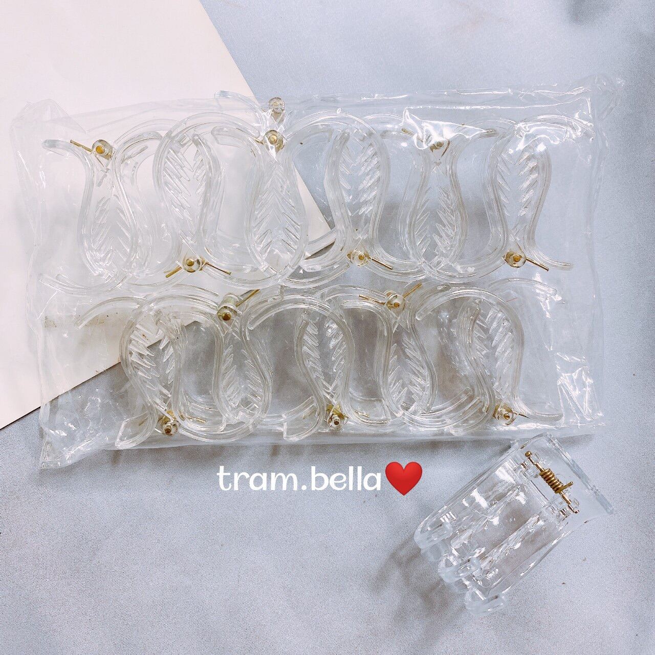 Vỉ 12 kẹp tóc càng cua 5 răng - Trâm Bella