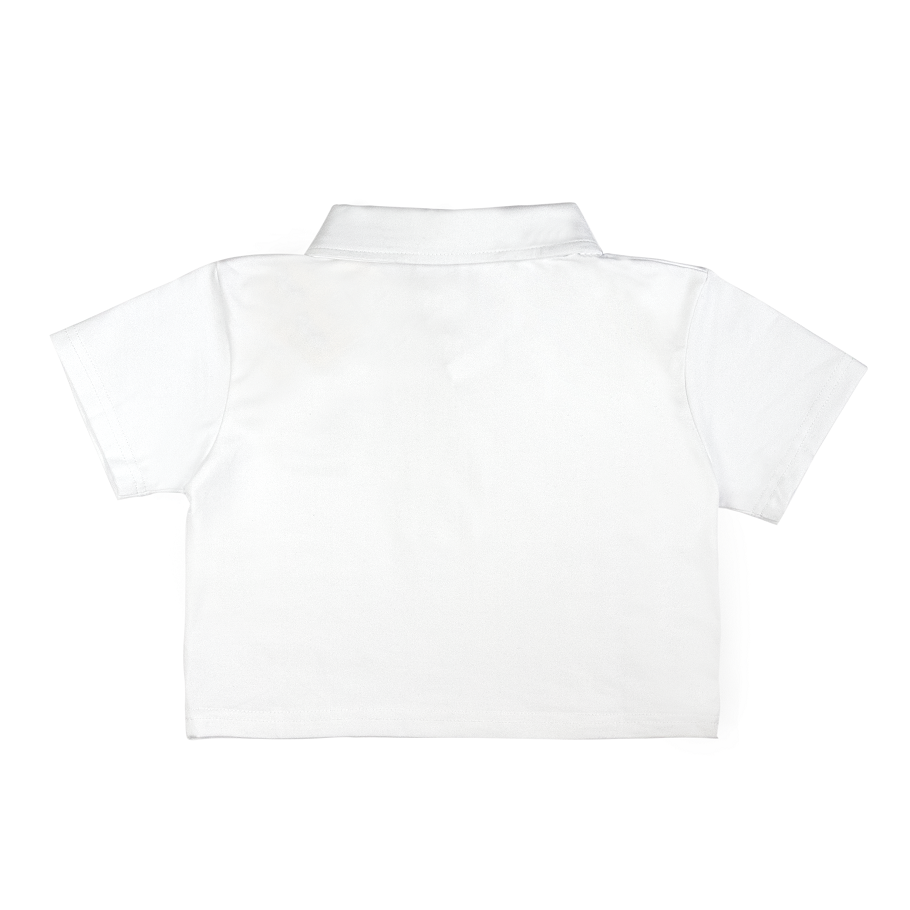 DKMV Áo croptop nữ có cổ tone màu trắng | DKMV Polo Basic-WHITE