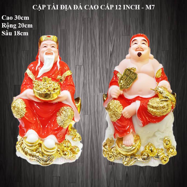 Cặp tượng thần tài ông địa đá cao cấp 12 inch - M7