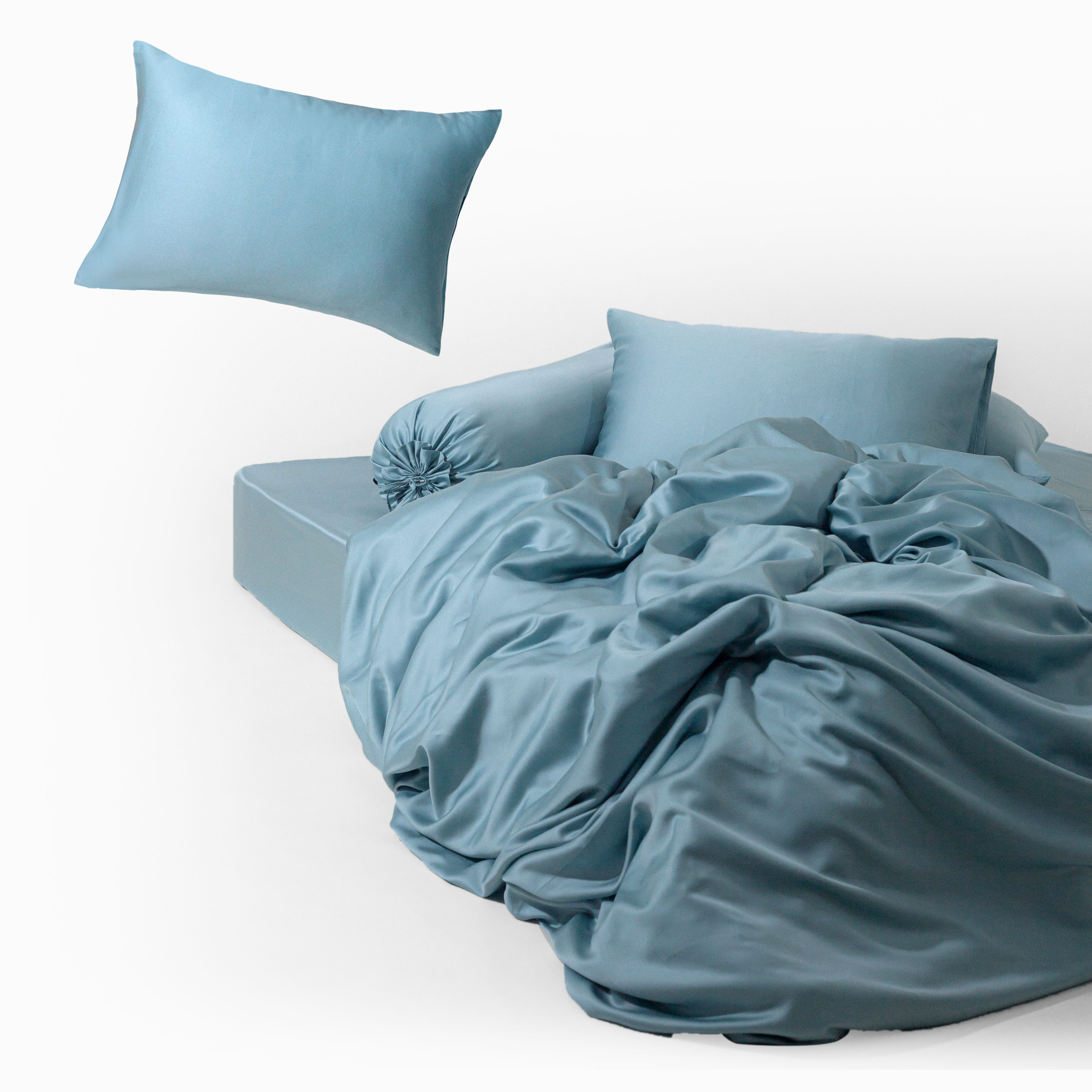 Bộ Chăn Ga Gối 5 Món Gòn Bedding Lụa Tencel 60s Cao Cấp Màu Trơn Kích thước 1m6x2m, 1m8x2m