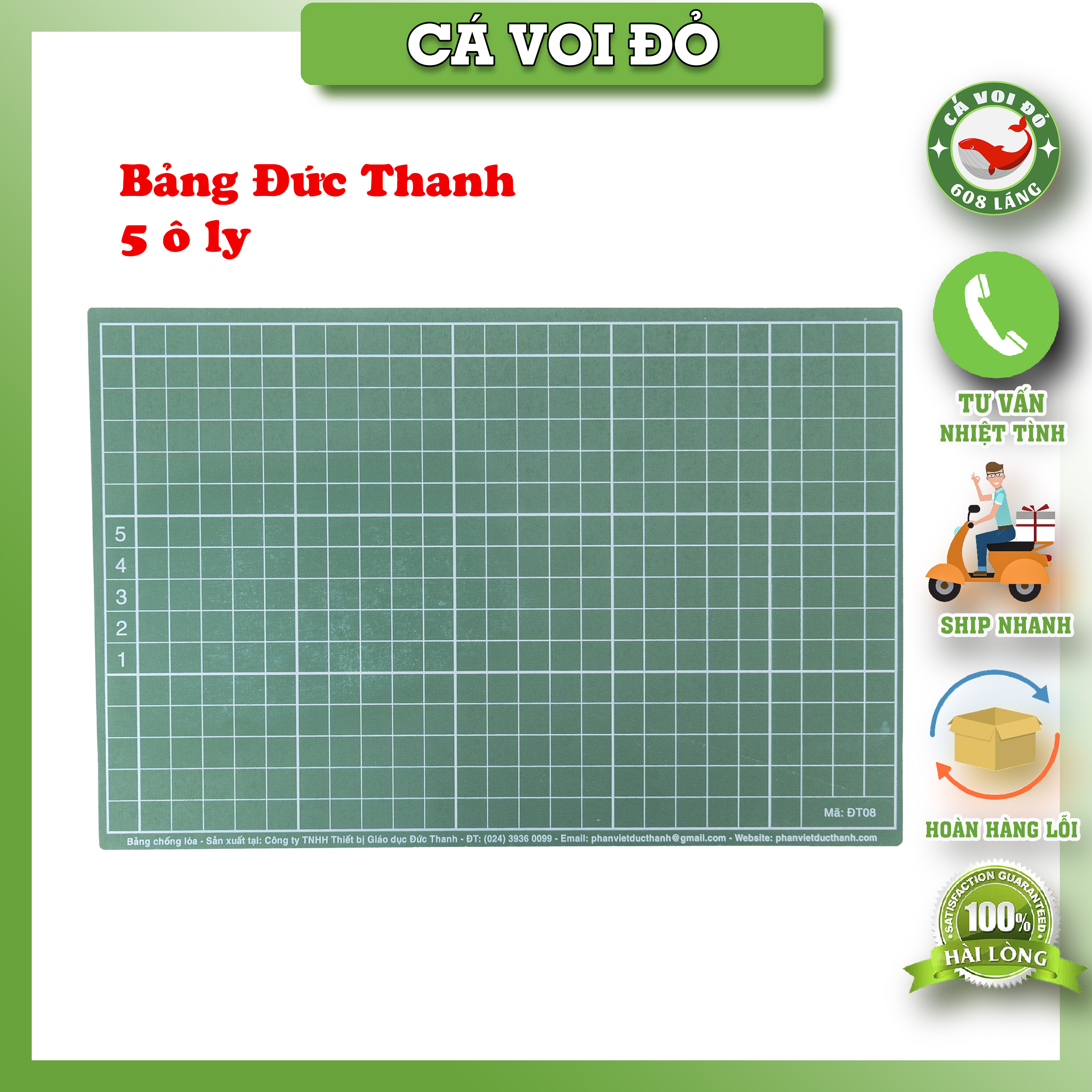 Bảng đen viết phấn có kẻ ô 4 ôly/ 5 ôly Đức Thanh
