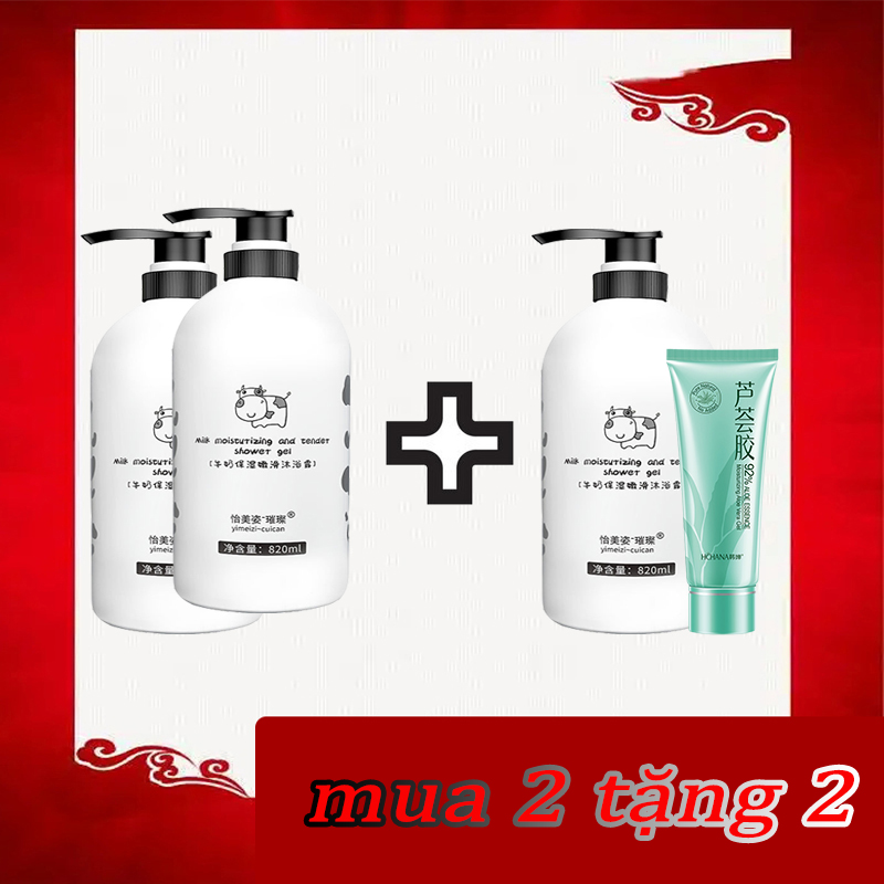 Sữa tắm làm trắng da sữa tắm dưỡng da, làm trắng con bò milk essence 820ml làm trắng mụn nhẹ không kích thích