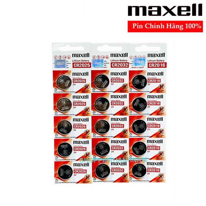 Vỉ 5 viên pin cr2032 / cr2025 / cr2016 maxell chính hãng