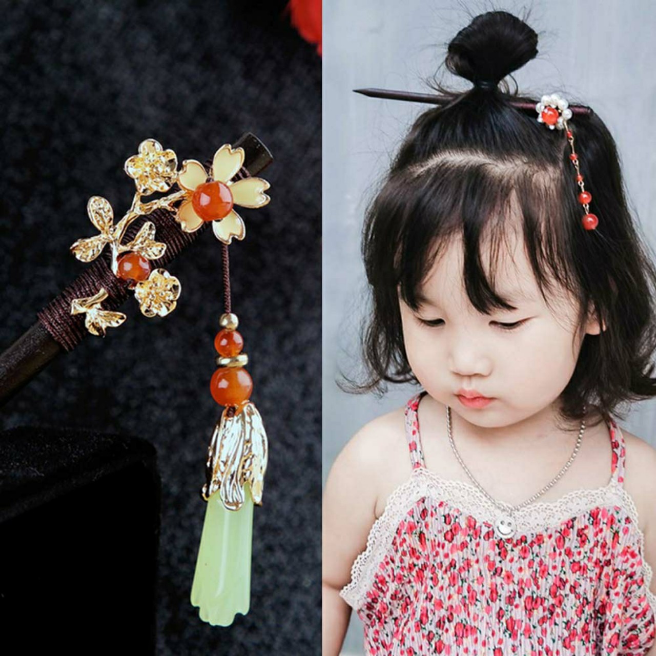 TRÂM BÚI TÓC CỔ PHONG GỖ MIX ĐÁ