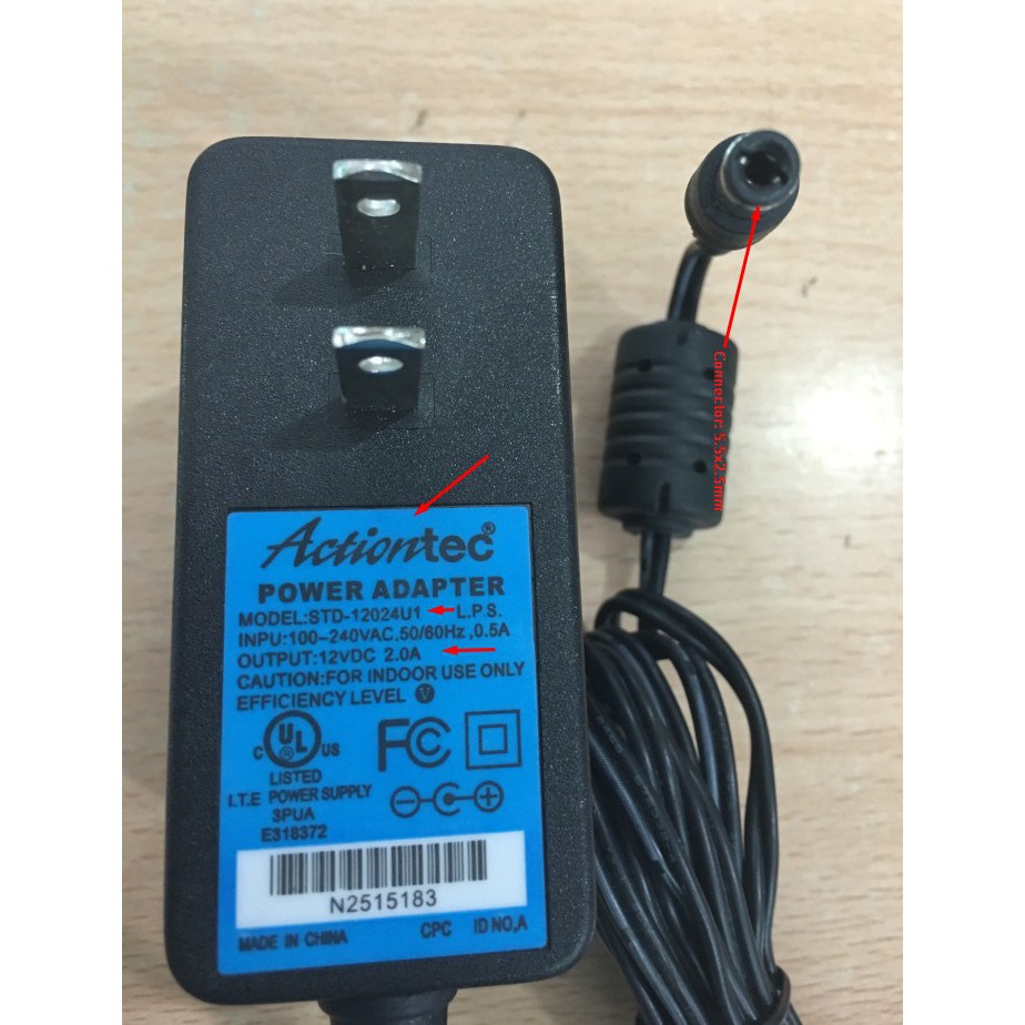 Nguồn camera 12V-2A Actiontec