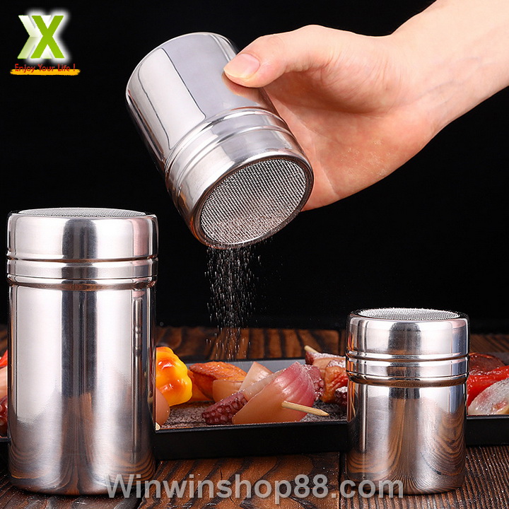 Lọ rắc bột ca cao, matcha chất liệu inox