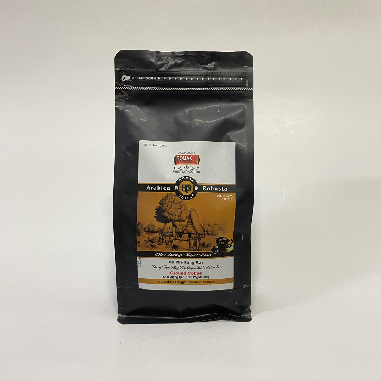 Cà phê rang xay ROMAX H3 Arabica Robusta 500gr túi đen - Romax Coffee