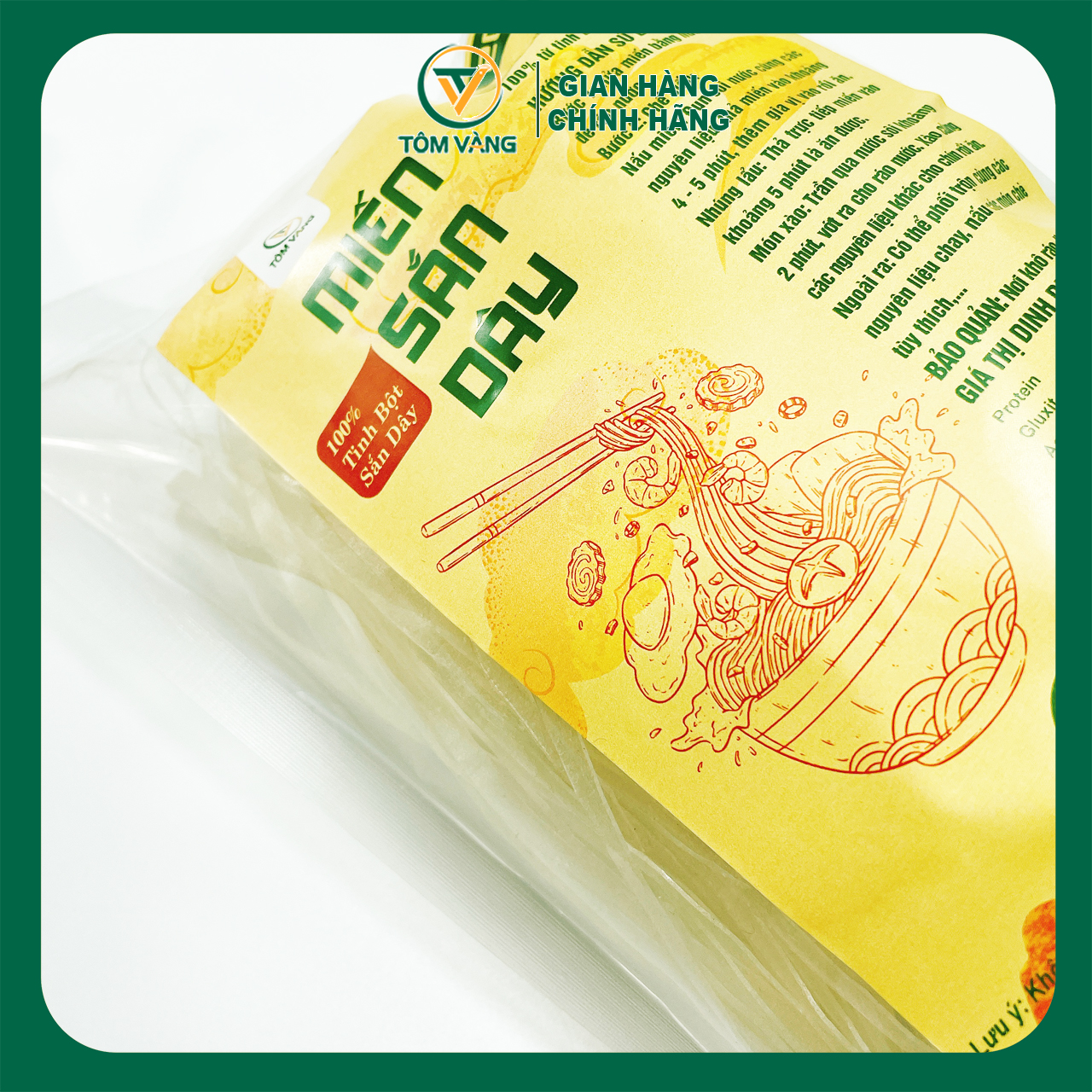 Miến Sắn Dây Tôm Vàng - Túi 200g
