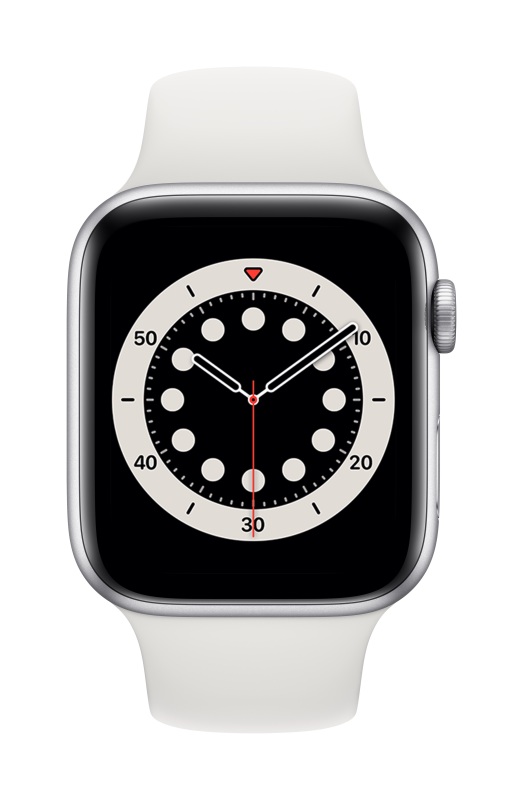 [NEW] Đồng hồ thông minh Apple Watch Series 6 44mm (GPS) Vỏ Nhôm Bạc, Dây Cao Su Trắng (M00D3VN/A) - Hàng chính hãng, mới 100%