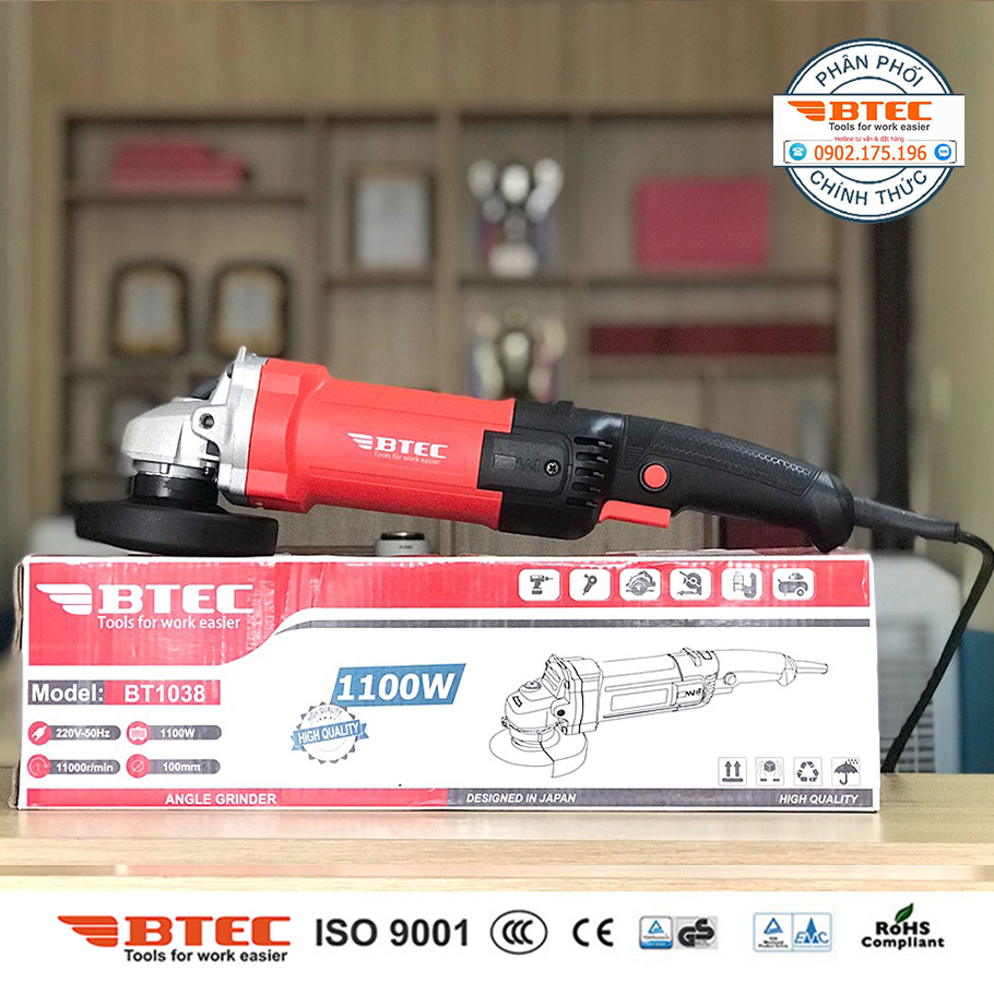 Máy mài 100mm Btec 1100w