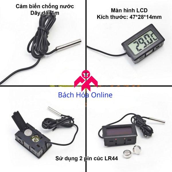 Đồng hồ đo nhiệt độ cảm biến chống nước mini