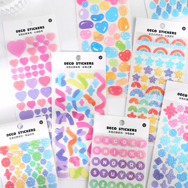 Rich color glitter stickers, random pattern bow, decor card idol, phone case