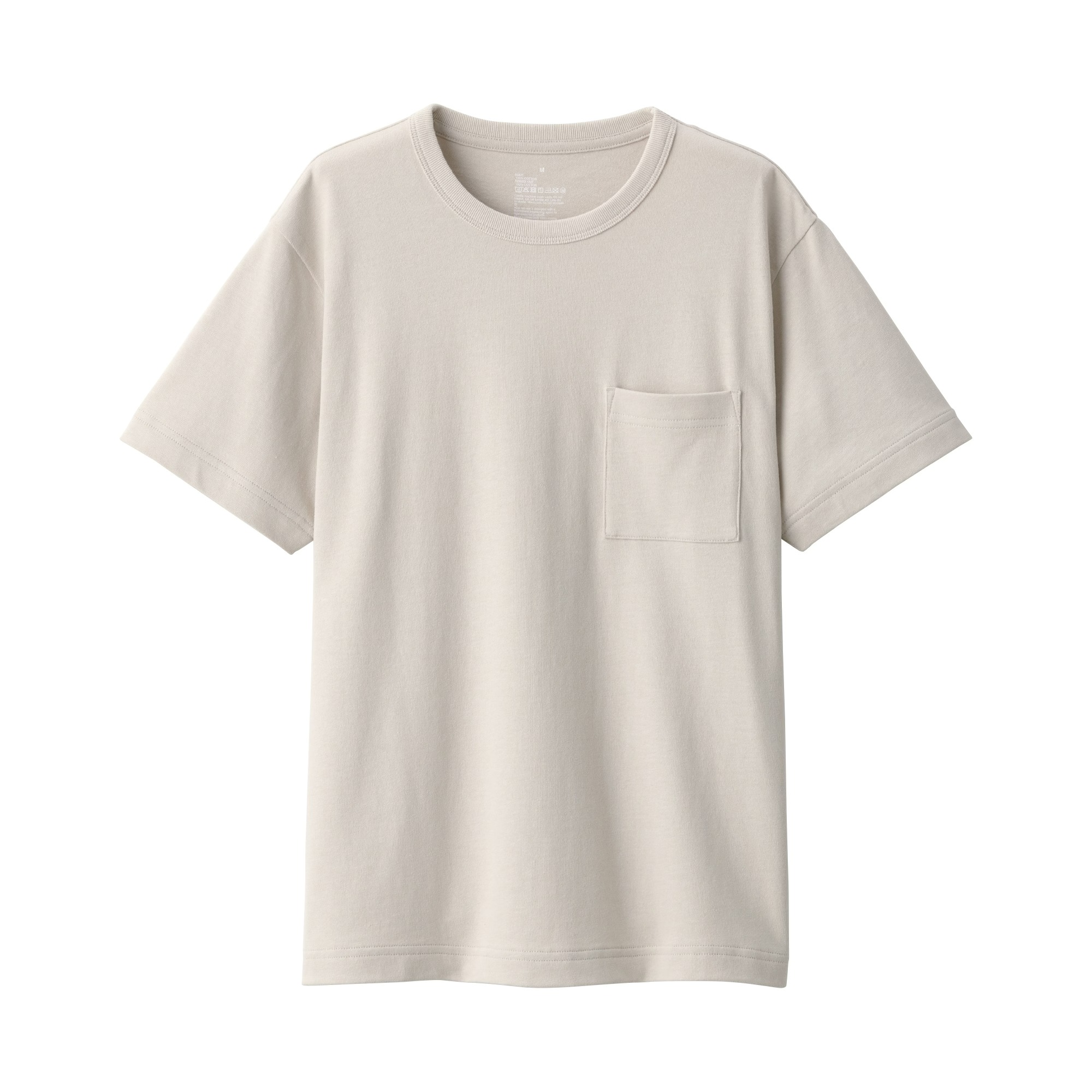 Muji áo thun vải jersey sợi dày cổ tròn ngắn tay